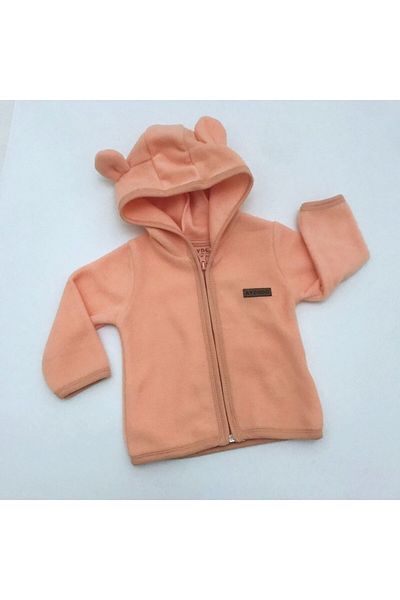 Aydodo Teddy Bear Patterned Zippered Hooded Fleece Cardigan