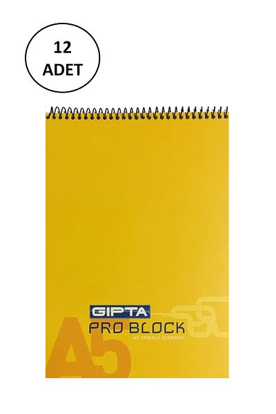 Gıpta Bloc de notițe Pro Block A5 40 coli cu spirală în carouri - 12 buc