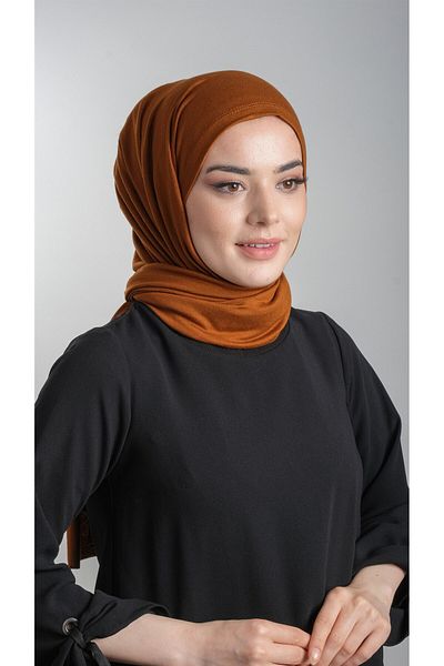 HÜRREM BONE Tan Practical Ready-made Interlocking Shawl Viscose Fabric Combed Cotton Shawl 2108_33