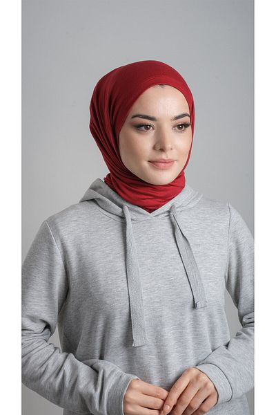 HÜRREM BONE Claret Red Practical Ready-made Σάλι Βισκόζη Υφασμάτινο Χτενισμένο Σάλι 2108_16