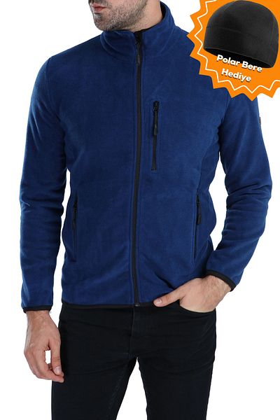 GHASSY CO. Men's Blue Full Zipper Fleece Jacket