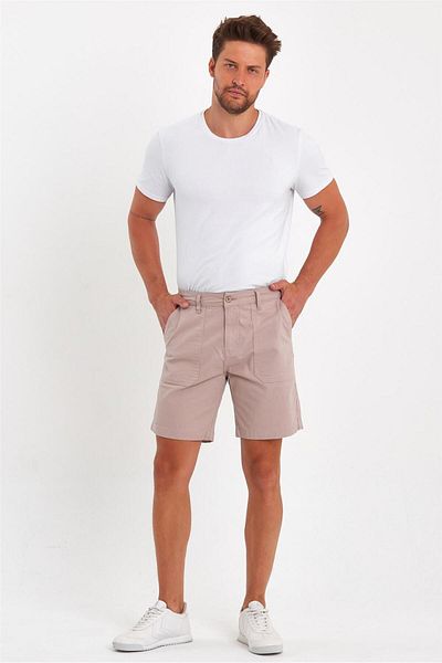 EXPLODE - Men's Lycra Side Pocket Denim Shorts Stone