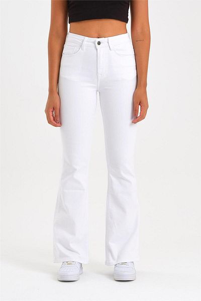 EXPLODE - Women's White Lycra High Waist Flare Jeans