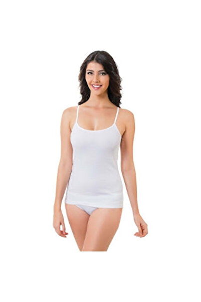 GÜMÜŞ Silver-Women's Ribbed Tank Top with String Straps (Pack of 2)