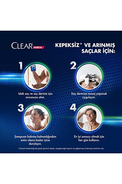 Clear Men Kepeğe Karşı Etkili Şampuan Cool Sport Menthol Ferahlatıcı Mentol Etkisi 350 ml 4 Adet