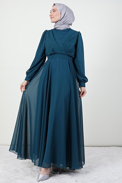 Giza Giyim Φόρεμα σιφόν σε χρώμα βενζίνης