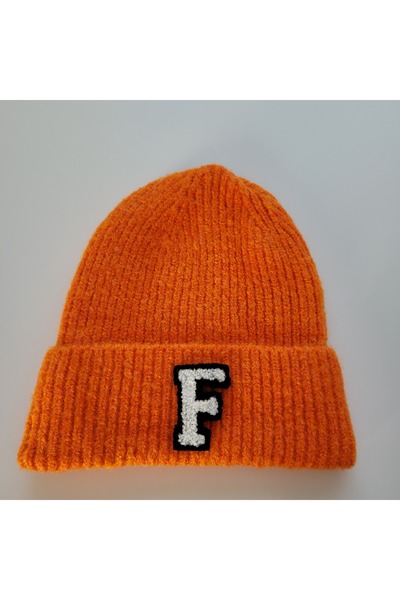 initialess قبعة صوف مطوية من الموهير بحرف F