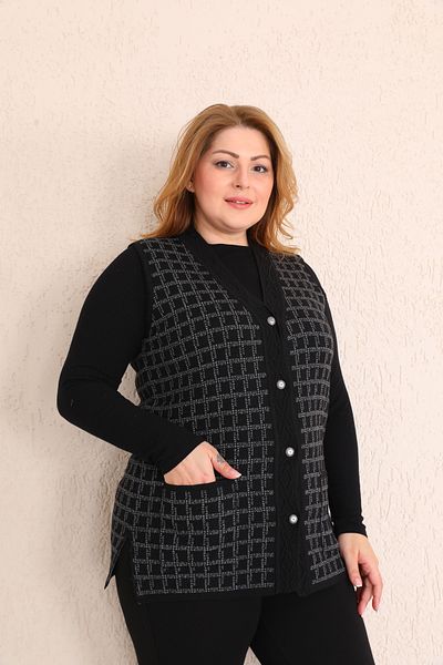Aylin DAYBOĞLU POCKET BUTTONED STEEL KNITTED VEST