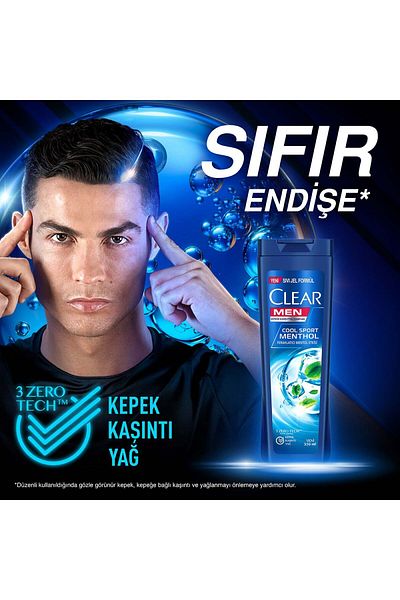 Clear Cool Sport Menthol Refreshing Shampoo - Effective Against Dandruff, 350 ml, 4 Pieces