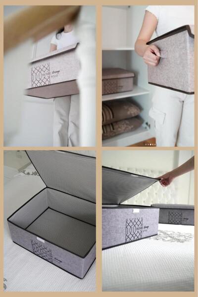 Flosoft Keçe Kapaklı Mega Plus Hurç Kutu, Çok Amaçlı Düzenleyici Organizer Sandık Mega Boy 57x41x31 Cm