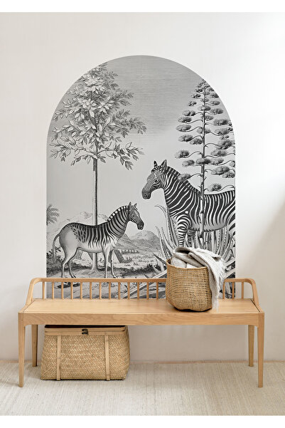 WALLHUMAN Bohem Oval Ormandaki Zebralar Duvar Stickeri