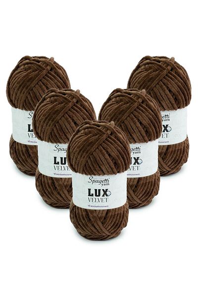 Spagettiyarn Lux Velvet 5 τεμαχίων καφέ πλεκτό νήμα