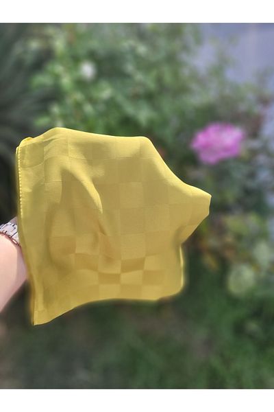 FRESCO SCARFS Γυναικείο σάλι Hijab Μεταξένιο βαμβακερό ζακάρ σκακιέρα*πράσινο ελιάς