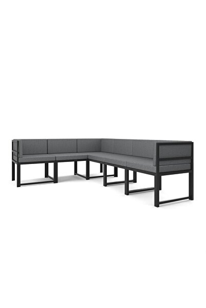 Wood House Parla 6'lı Köşe Koltuk Takımı Gri (MUTFAK,BAHÇE,BALKON,OTURMA ODASI)