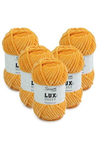 Spagettiyarn Πλεκτό νήμα Lux Velvet 5 τεμαχίων μουσταρδί κίτρινο