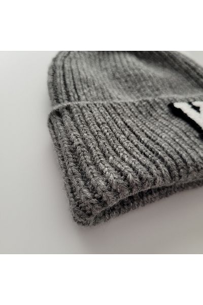 initialess Mohair Folded Wool Beret with Letter S