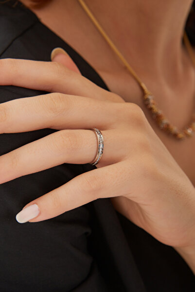 Mars Kuyumculuk 14 Ayar 14 Ayar 3mm Beyaz Köşeli Taşlı Alyans