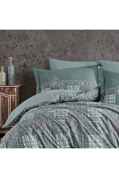 Hobby DOUBLE PERSON HOBBY LUCIA GREEN COTTON Duvet Cover Set