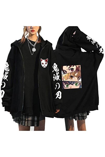 Tarzsokak Unisex Hoodie Fermuarlı Anime Demon Cleaver Slayer Mod.475 14673