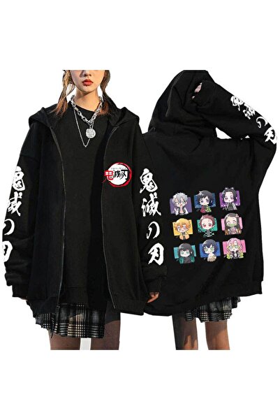 Tarzsokak Manga Baskılı Fermuarlı Sweatshirt Demon Slayer Mod.24 14551