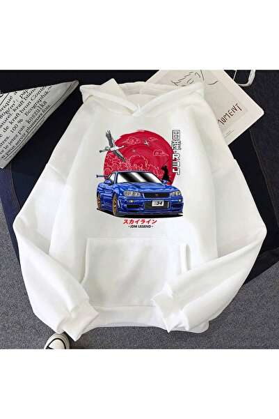 Tarzsokak First D Racing Hoodies Muški Mazda Nissan Skyline 52 14766 Beli