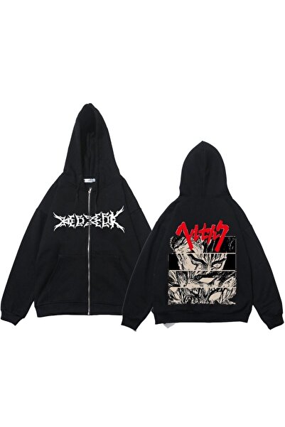 Tarzsokak Berserk Fermuar Hoodie 14620 Siyah