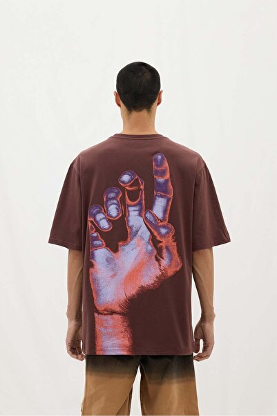 LES BENJAMINS Lb Siyah Yeni Sezon Erkek Tişört OVERSIZED TEE 013 OFF WHİTE HAND