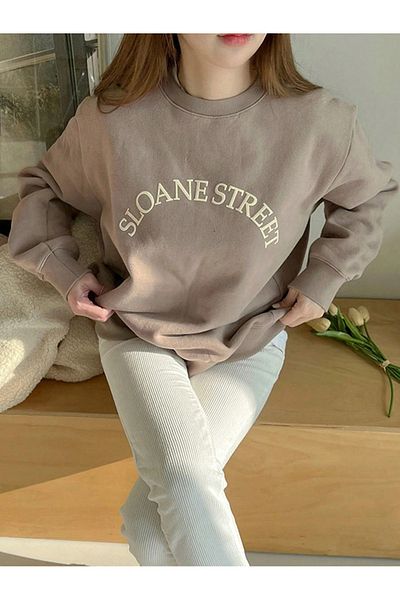 PALPİTO Γυναικείο φούτερ Oversize με στάμπα Mink Sloane Street