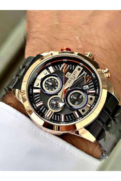 Reward Black Color Steel Strap Functions Active Original Men's Wristwatch + BRACELET WITH GIFT