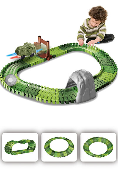 Shem 96 Pieces Dinosaur Themed - Movable and Vehicle Rails