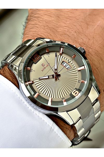 Reward Silver Color Classic Calendar Steel Strap Men's Wristwatch + BRACELET WITH GIFT