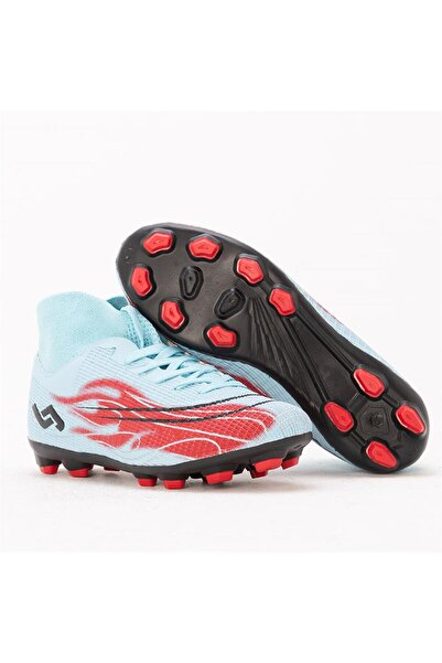 Jump 29676 Blue Mavi Renkli Detay Desenli Bağcıklı Bilekli Çoraplı Krampon Futbol Ayakkabısı