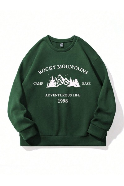 PALPİTO Ženska majica Naphtha Green Rocky Mountain Štampano Oversize kroj