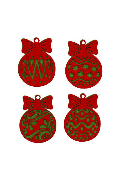 garaccu Felt Patterned Christmas Tree Ornament 4 Pieces