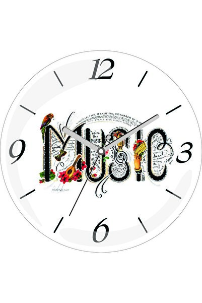 ART HEDİYE Ceas de perete din sticlă reală cu diametrul de 30 cm, cu buzunar silențios, cu muzică scrisă, cel mai bine vândut