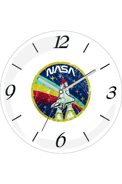 ART HEDİYE Ceas de perete din sticlă reală cu logo-ul rachetei NASA, diametru...