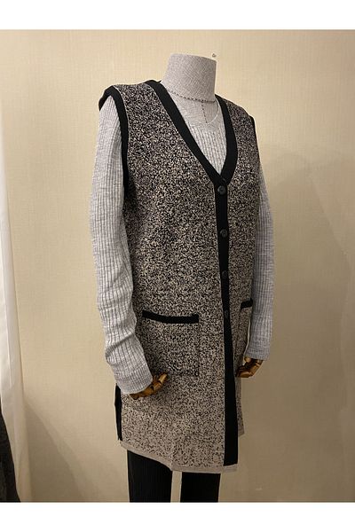TEK Vestă tânără cu model dublu culoare / nurcă neagră