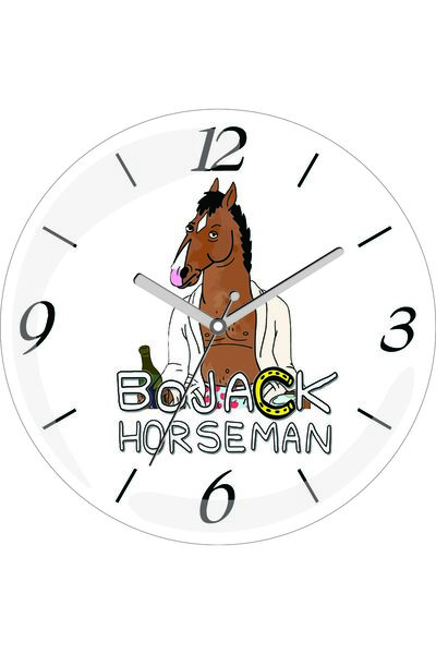 ART HEDİYE ساعة حائط زجاجية حقيقية من Bojack Horseman Dizi قطرها 30 سم صامتة ...