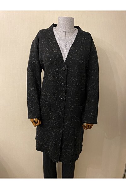 TEK Tricotaj de iarnă Cardigan lung / Negru