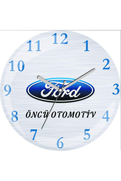 ART HEDİYE Firmaya Özel FORD Logolu Çap 30cm Sessiz Akar Bombeli Gerçek Cam D...