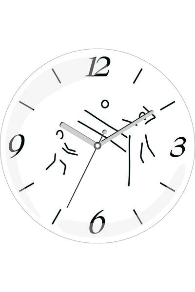 ART HEDİYE Ceas de perete din sticlă reală cu diametrul liniar de 30 cm, silențios, cu formă de bombă de acarieni, pentru volei