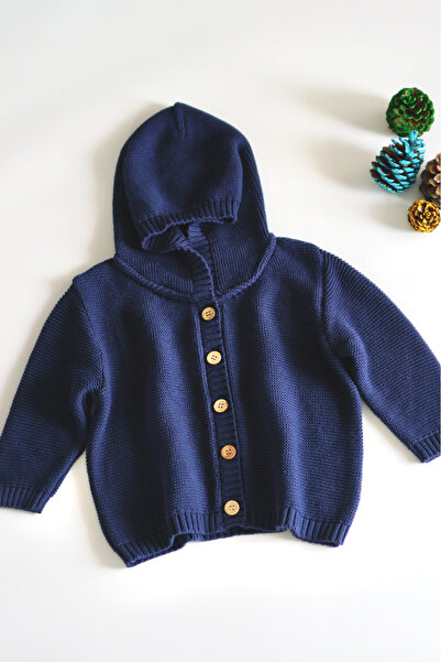 Vennusbaby 100% Cotton Hooded Children's Knitwear Cardigan