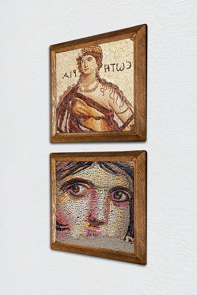 Pinecone Soteria Mosaic, Gypsy Girl Mosaic Stone Wall Painting Wall Decor with Wooden Frame -W2-399-