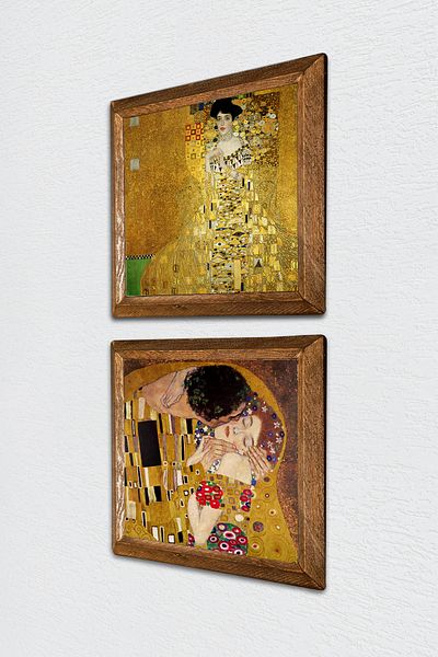 Pinecone Gustav Klimt Portrait of Adele Bloch-Bauer, the Kiss Stone Wall Painting Framed Wall Decor -W2-358-