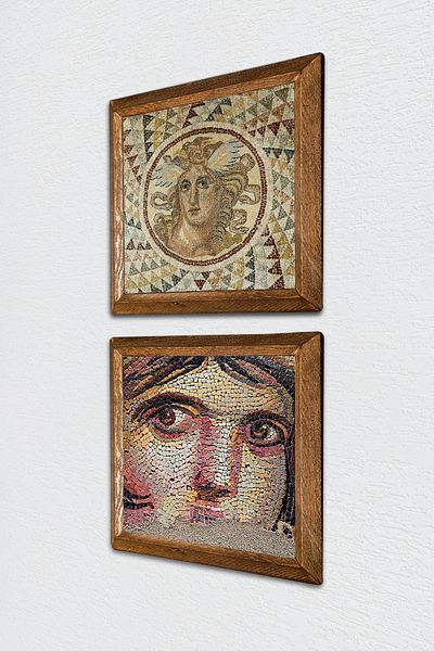 Pinecone Gypsy Girl Mosaic, Μωσαϊκό Σειρά Πέτρινη Ζωγραφική Τοίχων με Ξύλινο Πλαίσιο Διακόσμηση Τοίχου -W2-398-