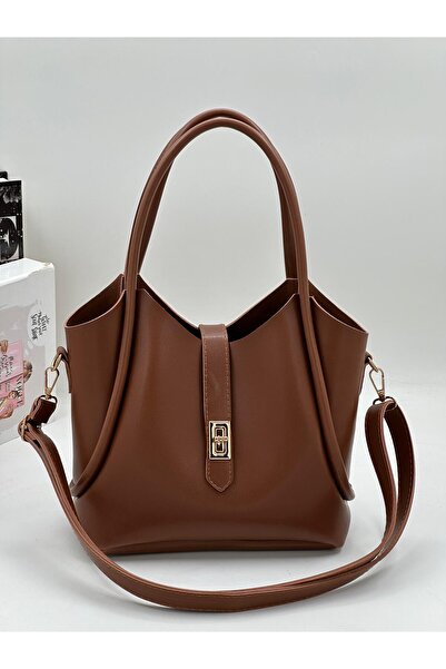 Genel Markalar Demir Toka Kemerli Çift Askılı Makyaj Çantalı Zarif Suni Deri ...