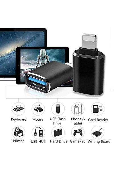 Grc Accessory Iphone Ipad Lightning Otg Adaptör Usb Flash Klavye Mouse Aparat