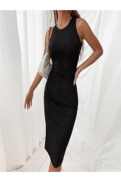 buğlem collection Halter Yaka Midi Boy Kaşkorse Kalem Elbise