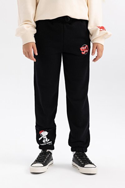 DeFacto Kız Çocuk Snoopy Beli Bağcıklı Lastikli Paça Cepli Siyah Jogger Eşofman Altı A8080a823au