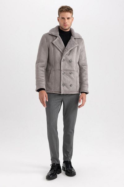 DeFacto Slim Fit Jacket gallér plüss bélés velúr kabát